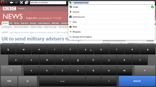 Opera Mobile in Ubuntu: Searching with virtual keyboard
