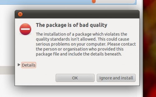 bad package quality prompt in Ubuntu